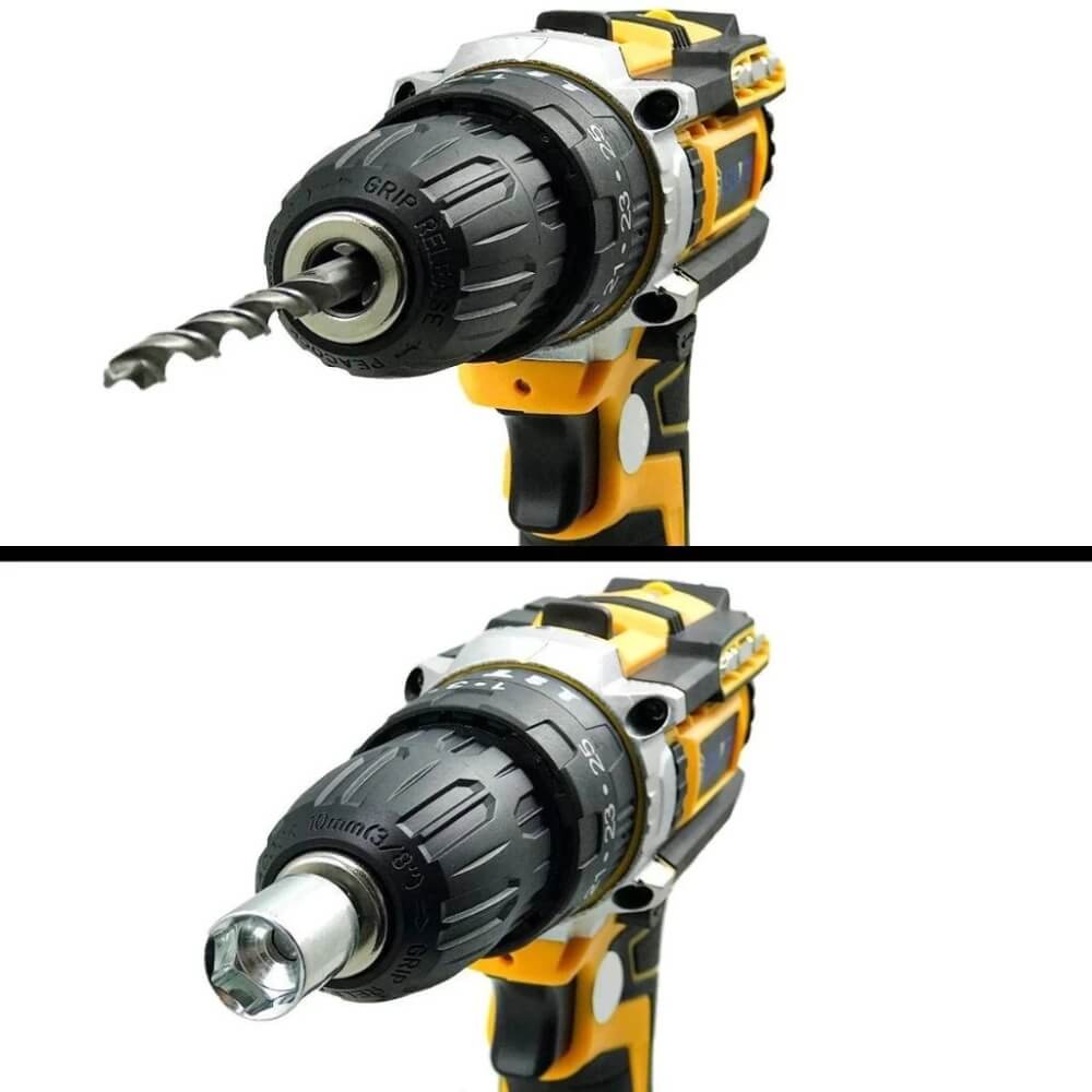 Taladro 36V con Percusión + 2 Baterías y 35 Accesorios + Lámpara LED portátil