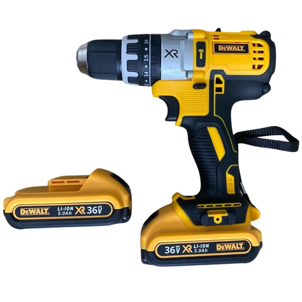Taladro 36V con Percusión + 2 Baterías y 35 Accesorios + Lámpara LED portátil