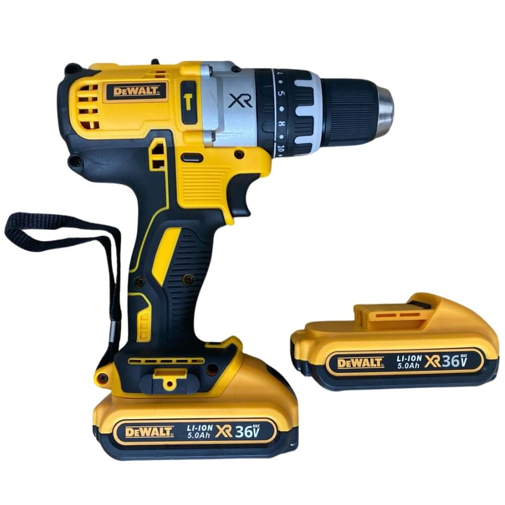 Taladro 36V con Percusión + 2 Baterías y 35 Accesorios + Lámpara LED portátil