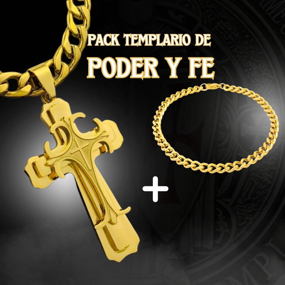 Cruz Templaria + Cadena + 🎁 Pulsera Cubana - Novedades