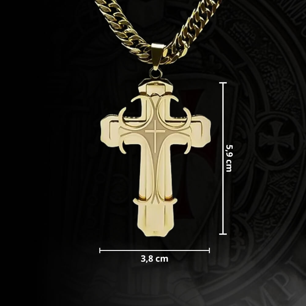 Cruz Templaria + Cadena + 🎁 Pulsera Cubana - Novedades